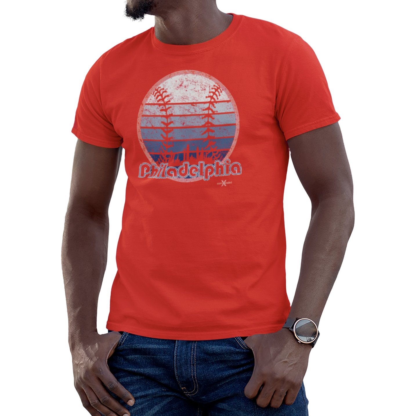 Philadelphia Baseball Sunset Men's Tee from Seamheaded Apparel