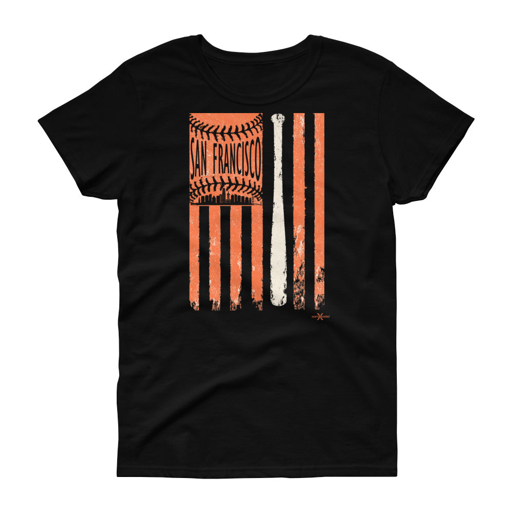 San Francisco Baseball Flag Women's Tee from Seamheaded Apparel