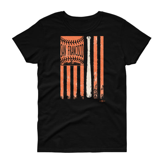 San Francisco Baseball Flag Women's Tee from Seamheaded Apparel