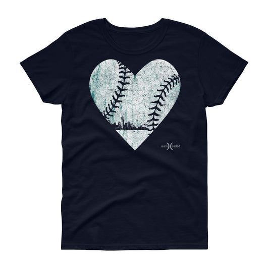 Seattle Skyline Baseball Heart Women's Tee from Seamheaded Apparel