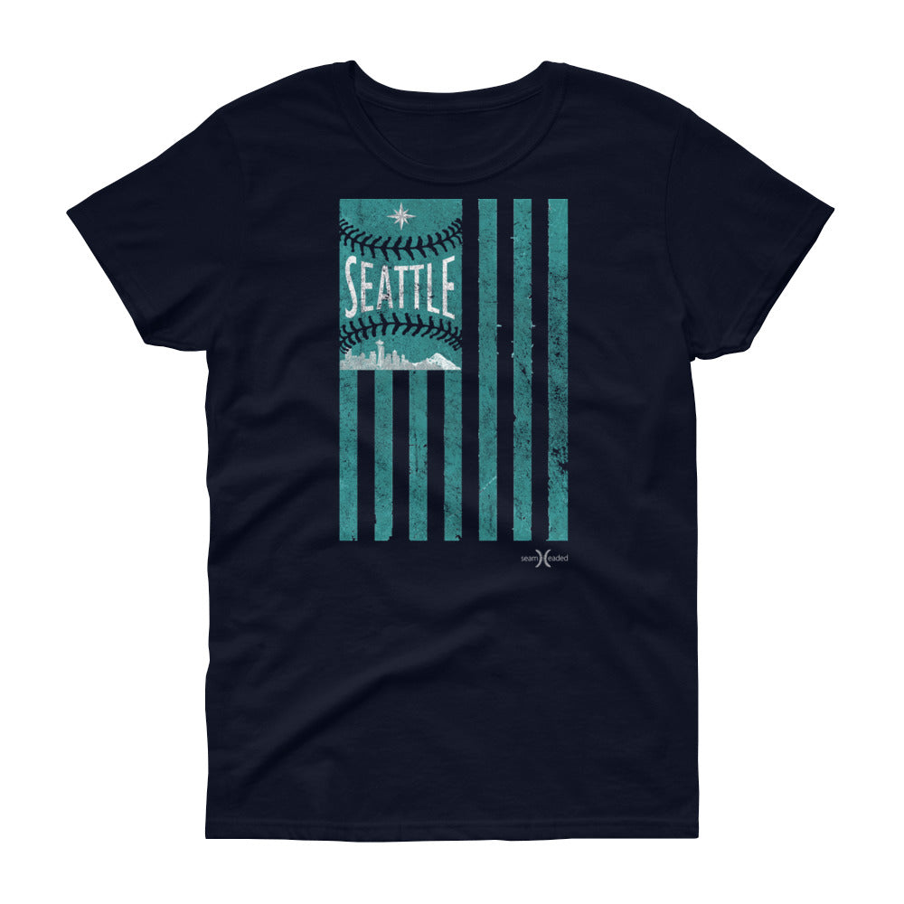 Seattle Baseball Flag Women's Tee from Seamheaded Apparel