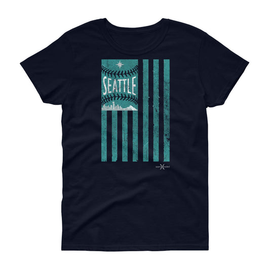 Seattle Baseball Flag Women's Tee from Seamheaded Apparel