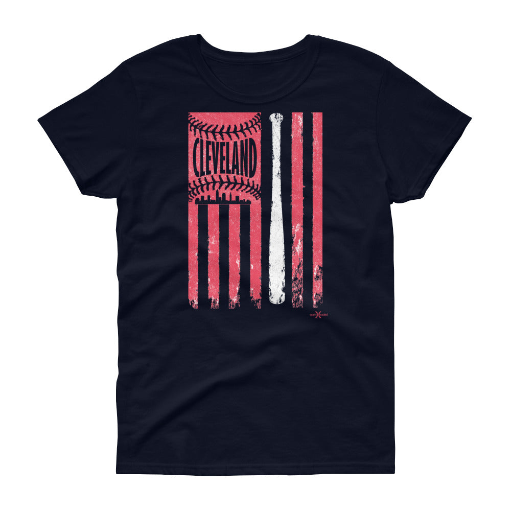 Cleveland Baseball Flag Women's Tee from Seamheaded Apparel