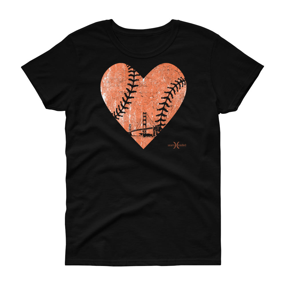 San Francisco Baseball Heart Women's Tee from Seamheaded Apparel