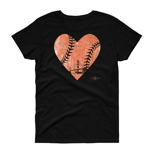 San Francisco Baseball Heart Women's Tee from Seamheaded Apparel