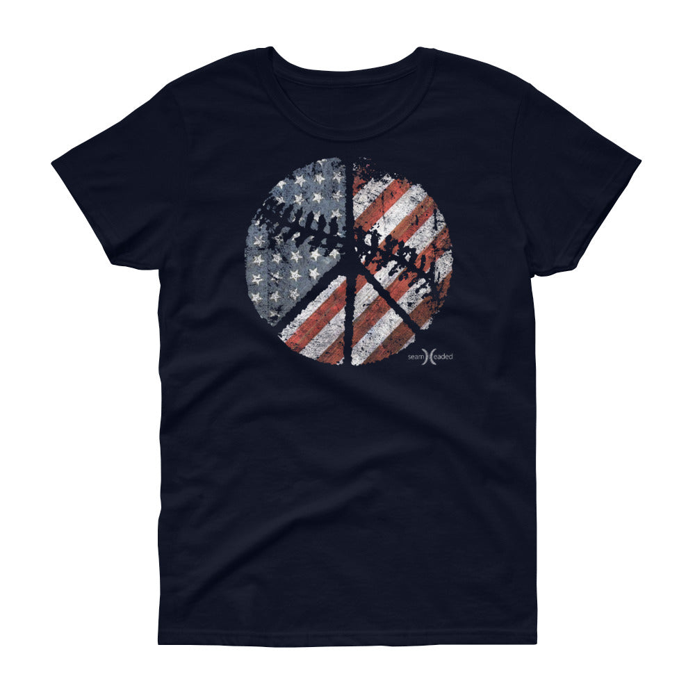 Peace and American Pastime Women's Tee from Seamheaded Apparel